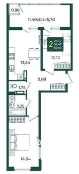 2-к квартира, вторичка, 59м2, 14/18 этаж