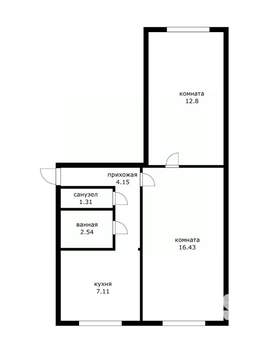 2-к квартира, вторичка, 44м2, 1/5 этаж