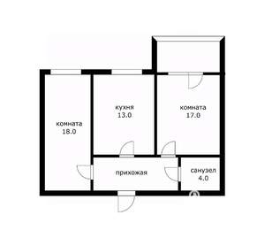 2-к квартира, вторичка, 61м2, 1/3 этаж