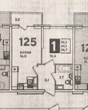 1-к квартира, вторичка, 34м2, 12/25 этаж