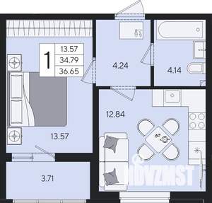 1-к квартира, вторичка, 37м2, 2/8 этаж
