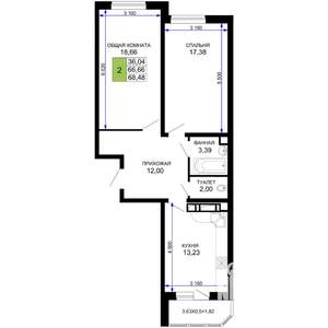 2-к квартира, вторичка, 68м2, 2/19 этаж