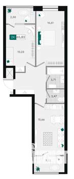 2-к квартира, вторичка, 66м2, 8/9 этаж