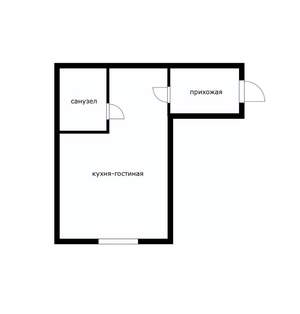 Студия квартира, вторичка, 19м2, -1/5 этаж