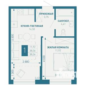 1-к квартира, вторичка, 38м2, 18/18 этаж