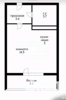 Студия квартира, вторичка, 25м2, 8/16 этаж