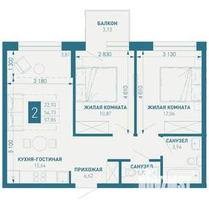 2-к квартира, вторичка, 58м2, 9/18 этаж