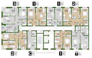 3-к квартира, строящийся дом, 70м2, 2/16 этаж