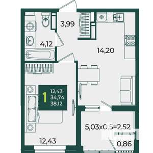 1-к квартира, вторичка, 38м2, 18/18 этаж