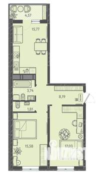 2-к квартира, вторичка, 64м2, 14/16 этаж