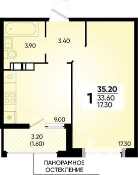 1-к квартира, вторичка, 35м2, 12/18 этаж