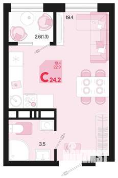 1-к квартира, вторичка, 24м2, 9/18 этаж