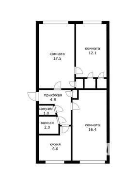 3-к квартира, вторичка, 62м2, 1/5 этаж