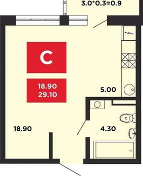 Студия квартира, вторичка, 29м2, 5/20 этаж