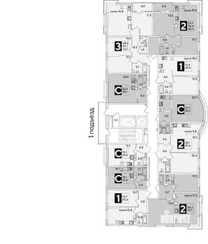 2-к квартира, вторичка, 59м2, 8/16 этаж