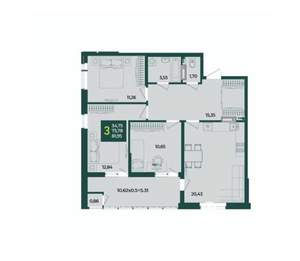 3-к квартира, вторичка, 82м2, 13/18 этаж