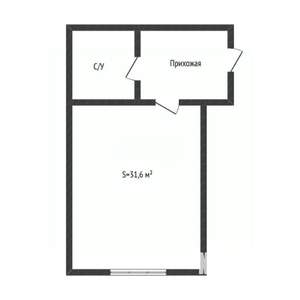 Студия квартира, вторичка, 32м2, 1/6 этаж