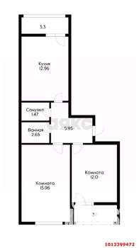 2-к квартира, вторичка, 53м2, 17/22 этаж