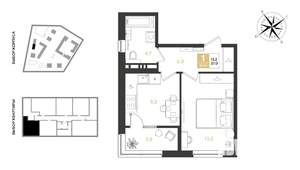 1-к квартира, вторичка, 37м2, 6/9 этаж