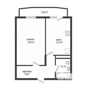 1-к квартира, вторичка, 46м2, 6/6 этаж