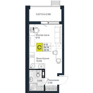 Студия квартира, вторичка, 29м2, 6/8 этаж