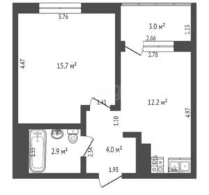 1-к квартира, вторичка, 36м2, 13/16 этаж