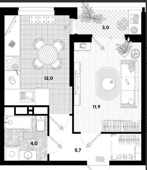 1-к квартира, вторичка, 37м2, 12/16 этаж