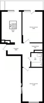 2-к квартира, вторичка, 57м2, 10/10 этаж