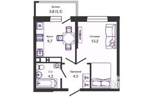 1-к квартира, вторичка, 35м2, 23/24 этаж