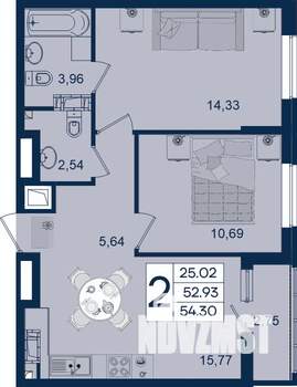 2-к квартира, вторичка, 54м2, 8/18 этаж