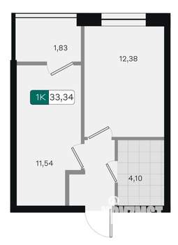 1-к квартира, вторичка, 33м2, 3/18 этаж