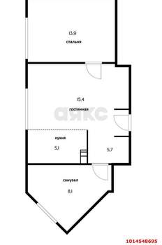 1-к квартира, вторичка, 48м2, 4/15 этаж