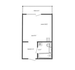 Студия квартира, вторичка, 25м2, 6/22 этаж