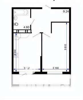 1-к квартира, вторичка, 42м2, 6/6 этаж