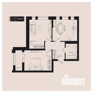 2-к квартира, вторичка, 54м2, 12/18 этаж