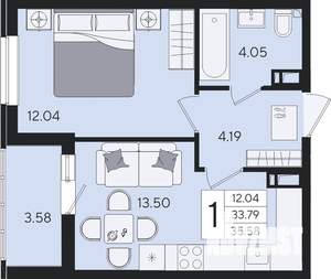 1-к квартира, вторичка, 36м2, 3/8 этаж