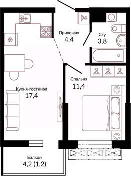 1-к квартира, вторичка, 40м2, 15/23 этаж