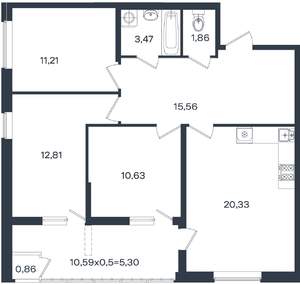 3-к квартира, вторичка, 82м2, 2/18 этаж