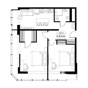 2-к квартира, вторичка, 79м2, 10/19 этаж
