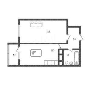 1-к квартира, вторичка, 35м2, 4/19 этаж