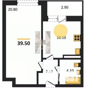 1-к квартира, вторичка, 38м2, 3/20 этаж