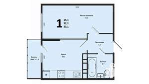 1-к квартира, вторичка, 36м2, 4/16 этаж