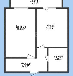 1-к квартира, вторичка, 41м2, 3/16 этаж