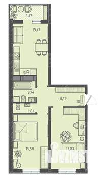 2-к квартира, вторичка, 64м2, 13/16 этаж