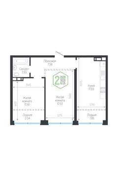 2-к квартира, вторичка, 62м2, 5/24 этаж