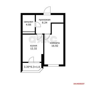 1-к квартира, вторичка, 44м2, 16/24 этаж