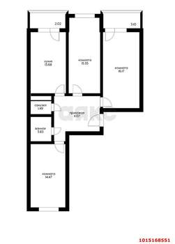 3-к квартира, вторичка, 78м2, 9/19 этаж