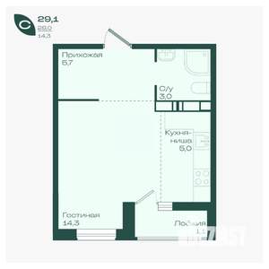 Студия квартира, вторичка, 29м2, 15/18 этаж
