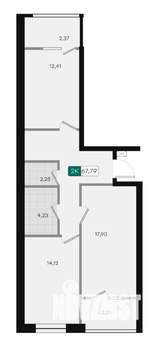 2-к квартира, вторичка, 68м2, 4/18 этаж