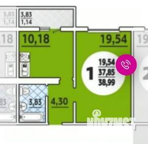 1-к квартира, вторичка, 38м2, 11/16 этаж